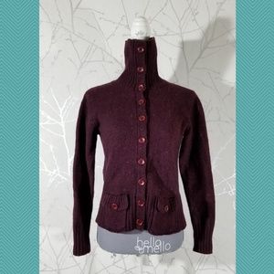 Eddie Bauer Lambswool Blend Button Up Turtleneck